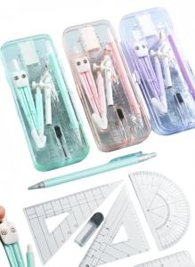 Juego de geometría, brújula para estudiantes, transportador de matemáticas de escuela <span class=keywords><strong>primaria</strong></span>, juego de aprendizaje, herramientas de dibujo de matemáticas, juego de reglas, logotipo personalizado de calidad - Product Image 6