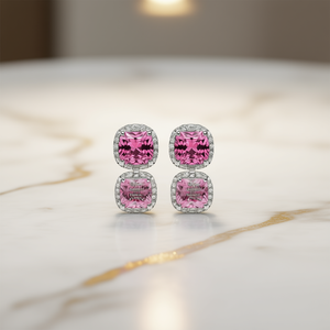 Orecchini a Perno E1047 in Oro Bianco con Incastonatura Geometrica, Gioielli di Lusso con Cristalli per Donna - Product Image 2