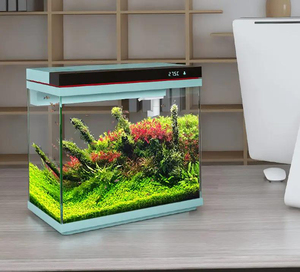 Super-clear Glass Fish tank ZHE-480/480J (black) - Enhances Oxygenation. <strong>Small</strong> <strong>Tabletop</strong> <strong>Aquarium</strong> for Living Room. - Product Image 1