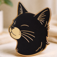 Pins en émail personnalisés en métal plaqué or noir, motif chaton, pour souvenirs et cadeaux, à personnaliser en usine