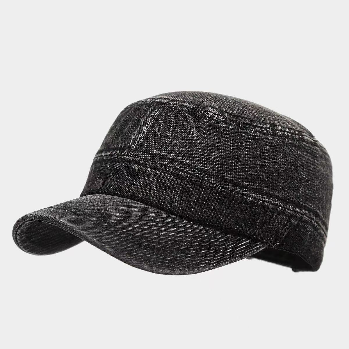 Washed denim Cadet Cap - Women Accessories Anna-Kaci Unisex Cotton Basic Cadet Hats Vintage Washed Flat  main image 3