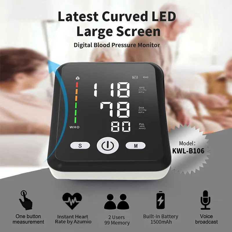 Built-in Battery BP Machine Digital Arm Style 1500mAh Electronic Blood Pressure Monitor Rechargeable BP Monitor