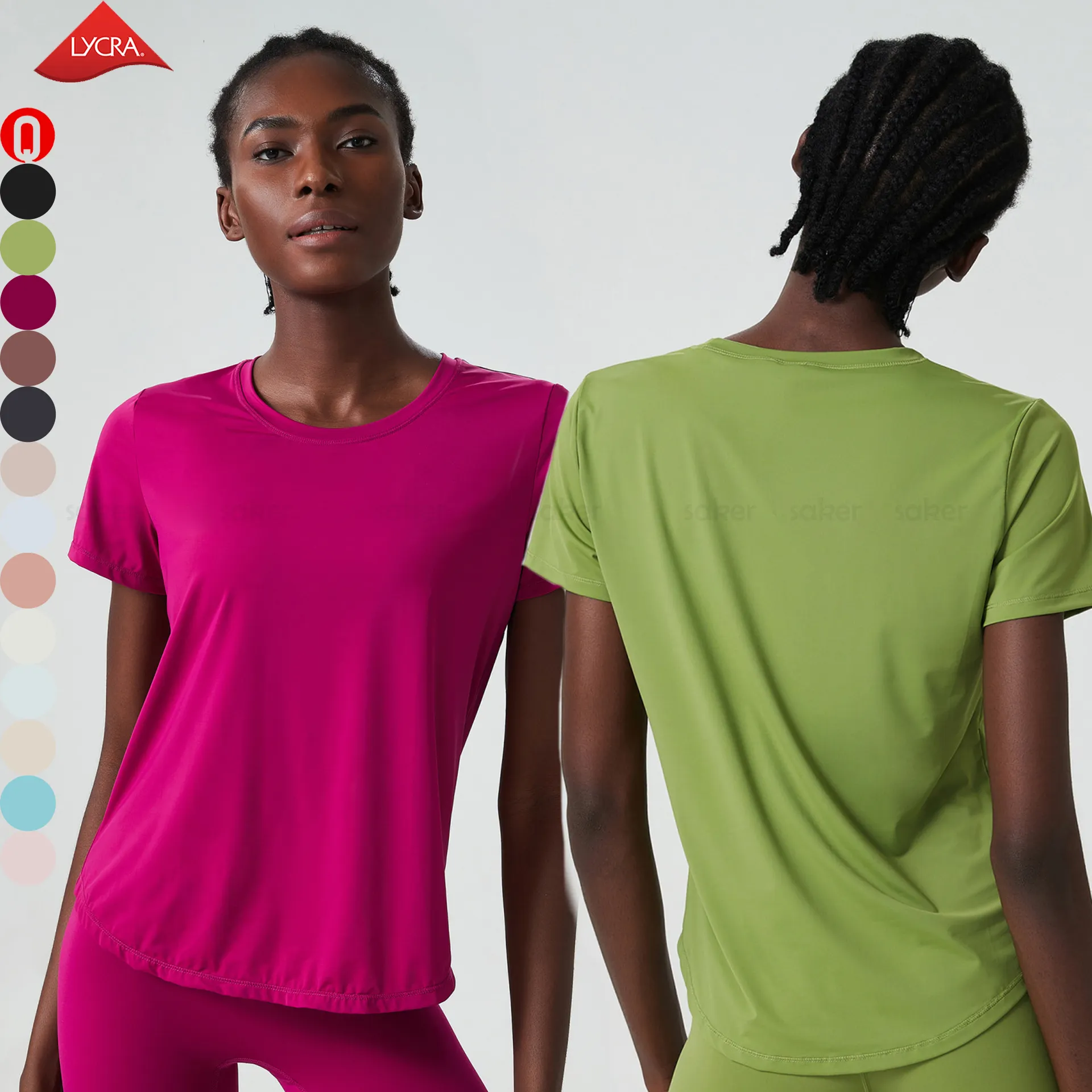Respirável mulheres esporte camiseta lycra personalizado ao ar livre secagem rápida UV proteção solta camisa de manga curta t fabricante para senhoras