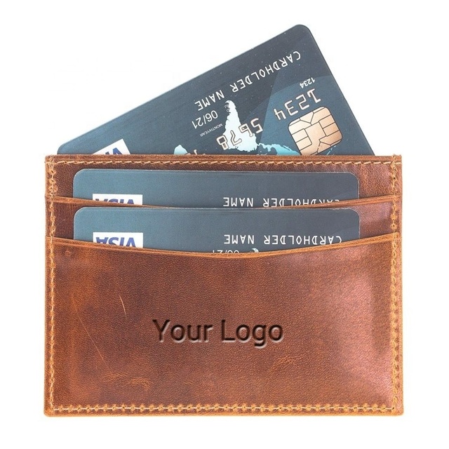 Wholesale Personalized Slim Wallet Custom Logo Vintage Genuine Leather Credit Card Holder