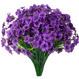 Bouquet de fleurs artificielles violettes de 14 pouces, fleurs en soie réalistes pour la décoration de jardin, patio, fête, maison, mariage - Product Image 2