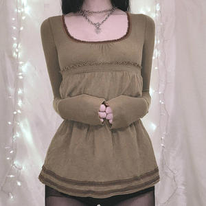 Avrupa ve amerikan saf şehvet tarzı tembel T seksi gömlek göğüsler gösterir ve Babydoll etek üst ile göbek kapakları - Product Image 4