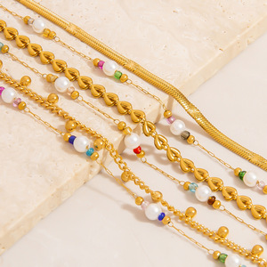 Bracelet de perles à double rangée, couleur or 18 carats, bijoux pour femmes à porter au quotidien - Product Image 3