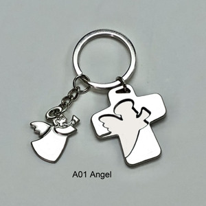 Boucle de porte-clés personnalisé Trader Fantastic Pearl Silver Cross Angel pour sac à dos - Product Image 3