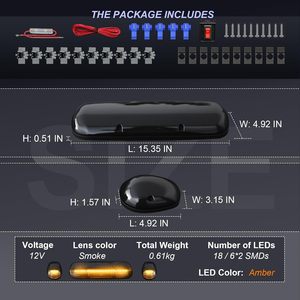 3 <span class=keywords><strong>feux</strong></span> <span class=keywords><strong>de</strong></span> gabarit LED pour cabine, lentille fumée, 30 LED, clignotants <span class=keywords><strong>de</strong></span> toit ambre, étanches 12V pour Chevrolet Silverado 2002-2007 - Product Image 3