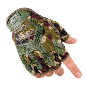 Guantes de Trabajo HBG1001 Color Verde Caqui, Camuflaje, Protección para Mecánicos, Deportes, Ciclismo, Trabajo, Medios Dedos - Product Image 1