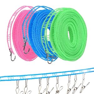 Corde à <span class=keywords><strong>linge</strong></span> en nylon de 5 mètres, verte, bleue, rose, résistante au vent, pour séchage extérieur - Product Image 1