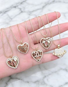 Collier pendentif cœur en zircon couleur or, chaîne en laiton exquise, bijoux pour femmes, cadeau de fête, collier cœur - Product Image 4