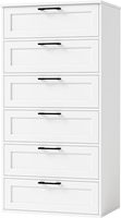 Commode 6 tiroirs, commode blanche pour chambre à coucher, commode haute armoire moderne