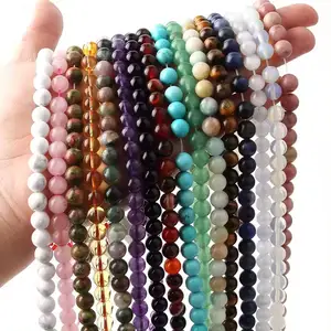 4-10mm Natural Stone Crystal Beads DIY Bracelet Making Tiger Eye Rose Quartz Lapis Lazuli Citrine-Jewelry Findings Components