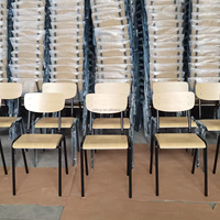 Chaise d'école empilable en contreplaqué, chaise d'étude ergonomique pour étudiants avec cadre en acier, chaise de formation en bois, chaise pour événements