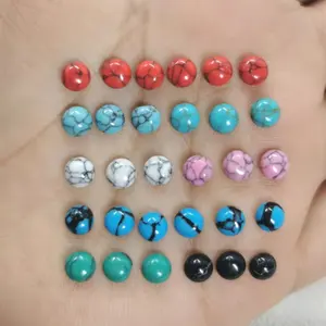 2mm 2.5mm3mm4mm5mm6mm Green Malachite,White Red Blue Black Pink Turquoise Stone Half Round Cabochons For DIY Jewelry Making