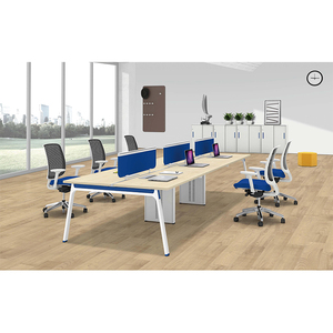 Meubles de bureau modulaires en bois modernes, poste de travail en cubicle pour centre d'appels 4 personnes, table de travail à domicile, cloison, bureau informatique - Product Image 2