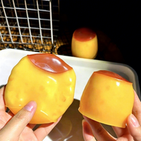 Jouet en caoutchouc fait main DIY style pudding au caramel, pétales sphériques, remplissage de paillettes, idéal pour le soulagement du stress et la décompression transfrontalière