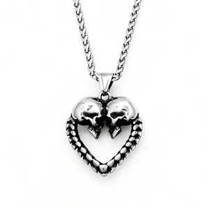 Collar con colgante de corazón de calavera yunnique, joyería de moda unisex de acero inoxidable, cadena de 60cm A0318 - Product Image 5