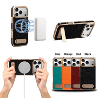 Funda de Teléfono Magnética de Cuero Genuino de Lujo Denior con Ranura para Tarjetas y Soporte, Compatible con las Series 17/16/15/14/13