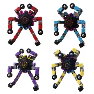 Merrycoo Mainan Fidget Sensorik Lucu, Mainan Jari Robot Rantai Dapat Berubah DIY Robot Deformasi Mekanik Spinner