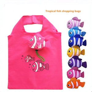 Venta al por mayor stock personalizado reutilizable plegable red de compras promoción regalo bolsas plegables con estampado de animales de dibujos animados de flores - Product Image 5