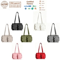 Nouveau design – Sac à main plissé coréen pour femme avec imprimé floral et nœud, petit sac fourre-tout à bandoulière avec fermeture éclair, sac de bras, couleur personnalisable