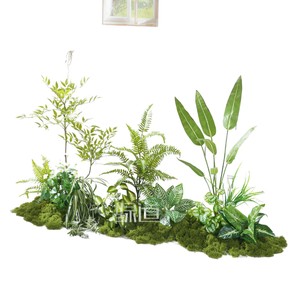 Greenway Artificial Green Plants Moss Landscaping Indoor <b>Miniature</b> Combination Bionic Decoration 30cm-100cm <b>Base</b> Flower - Product Image 1