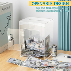 लॉक के साथ स्पष्ट ऐक्रेलिक पिगी बैंक को कबूतर बैंक के वयस्क बच्चों की घरेलू क्षमता मनी बॉक्स धन दान बॉक्स - Product Image 4