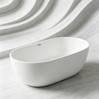 Baignoire autoportante ovale en acrylique à pieds de chaise de 59 pouces, moderne, avec chauffage à température constante, idéale pour appartement, hôtel, intérieur