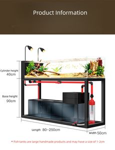 Aquarium rectangulaire en verre ultra-clair sur mesure, grand aquarium marin pour récif avec courant pour l'affichage de la faune aquatique, salon - Product Image 6