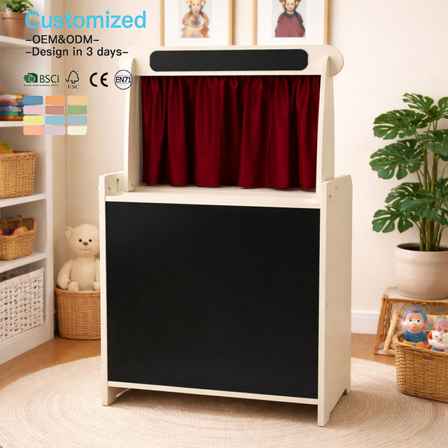 EDULAND OEM/ODM Wooden Kids Puppet Theatre Toy-Educational Eco-Friendly Multifunction Ages 2-7 Custom Logo Option