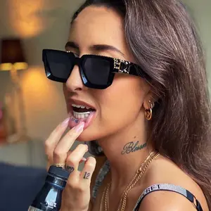 حار بيع الفاخرة رجل نظارات شمسية الذهب مخصصة Gafas دي سول مربع إطارات مليونير النظارات الشمسية لل جنسين