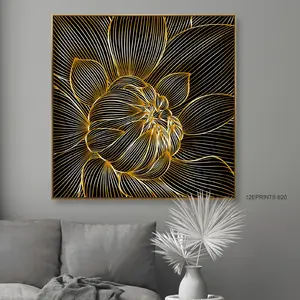 Modern Art HD Picture Abstract Gold Foil Flower Canvas Print Painting For Home Decoration