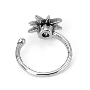 Anillos Ajustables de Acero Inoxidable 316L Resistentes al Agua, Forma de Hexagrama, Textura Retro, Joyería de Moda para Hombres y Mujeres, Uso Diario - Product Image 3