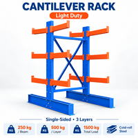Étagère cantilever multi-niveaux réglable robuste, capacité 500 kg, pour barres d'acier, tuyaux en PVC, barres d'aluminium, marchandises longues