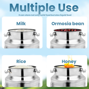 Bidons à lait en acier inoxydable 304 de différentes tailles (10L, 15L, 20L, 25L, <span class=keywords><strong>30L</strong></span>) / Seau de stockage de liquides avec couvercle, réservoir scellé - Product Image 6