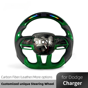 Volant personnalisé en fibre de carbone <span class=keywords><strong>verte</strong></span> avec LED pour Dodge Charger Challenger R/T SRT Hellcat Jailbreak 392 Hemi 2013-2023 - Product Image 2