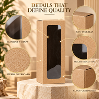 Boîte en carton personnalisée 8 x 8 x 20 cm avec fenêtre transparente pour verre à vin, bougie et emballage cadeau pour petites entreprises