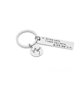 Guida in acciaio inossidabile sicuro ho bisogno di te qui con <span class=keywords><strong>me</strong></span> ti amo portachiavi portachiavi per regalo fidanzato - Product Image 1