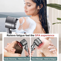Pommeau de Douche Luxe Moderne à Effet Pluie Haute Pression Filtrant en ABS avec Brosse de Massage et Douchette Amovible pour Salle de Bain