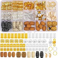 Perles pour cheveux en gros d'usine pour dreadlocks, boîte personnalisée en PVC, 133 pièces, bijoux capillaires, anneaux, coquillages et manchettes pour cheveux