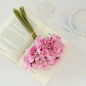 Buquê de flores artificiais de 27 cabeças para noivas, buquê de peônia de seda e rosas, ideal para casamento, mais vendido