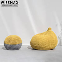 WISEMAX FURNITURE Vente en gros de meubles pour la maison Pouf rond en coton crocheté Fait à la main en fil de coton tricoté