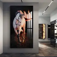 Dekorasi Dinding Lukisan Kuda, Nordic Modern Dekoratif Kristal Porselen Merek Hewan Gambar Seni Kaca Akrilik Dekorasi Dinding