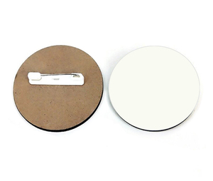 Precio de fábrica Sublimación Espacios en blanco Logotipo personalizado Botones de <span class=keywords><strong>MDF</strong></span> blanco brillante Insignias de nombre imprimibles Redondas con Pin - Product Image 4