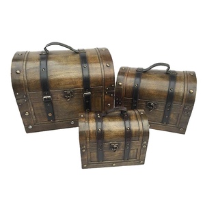 Offre spéciale Petite boîte cadeau en <span class=keywords><strong>bois</strong></span> recyclable avec logo <span class=keywords><strong>personnalisé</strong></span> Noble rétro <span class=keywords><strong>Coffre</strong></span> au trésor de pirate vintage avec poignée - Product Image 5