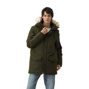 Parka con capucha para hombre, Ropa de talla grande, abrigo de piel alemán a prueba de viento, chaquetas para exteriores, baja cantidad mínima