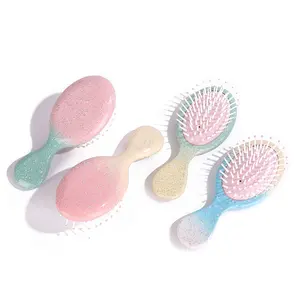 Plastic Private Label kids Wet Dry Use Portable Small Mini Colorful kids Hair Brush With Glitter Finish