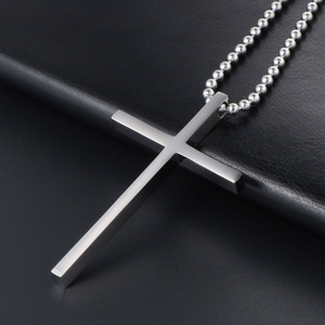 Minimalist Titanium Steel <b>Cross</b> Pendant Necklace Unisex Everyday Wear SP516-7 - Product Image 3